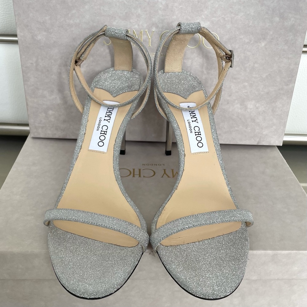Jimmy Choo Ankle Strap Glitter leather sandals